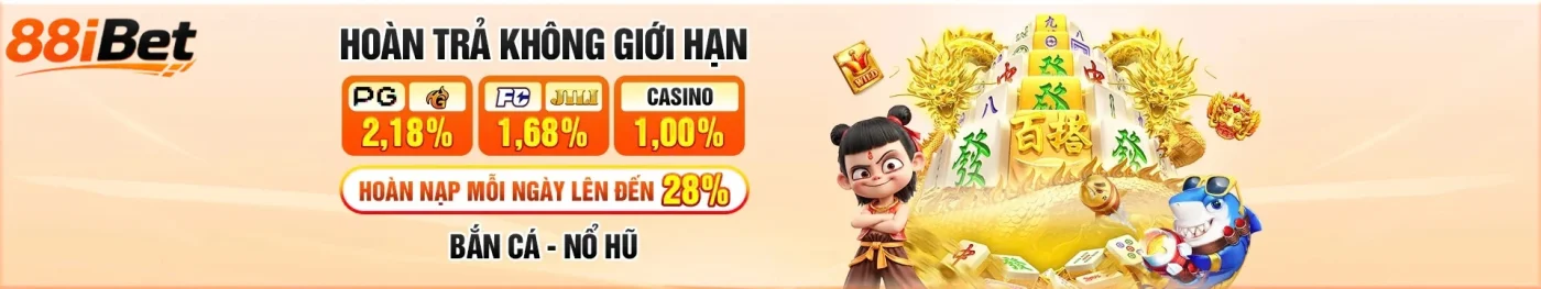 88ibet banner khuyến mãi mới cập nhật hoàn trả mỗi ngày lên đến 28% - banner trên PC